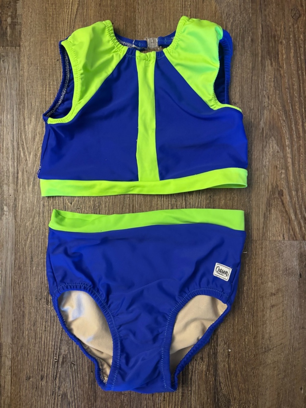 Chosen Dancewear Blue & Neon Green Two-Piece Dance Set